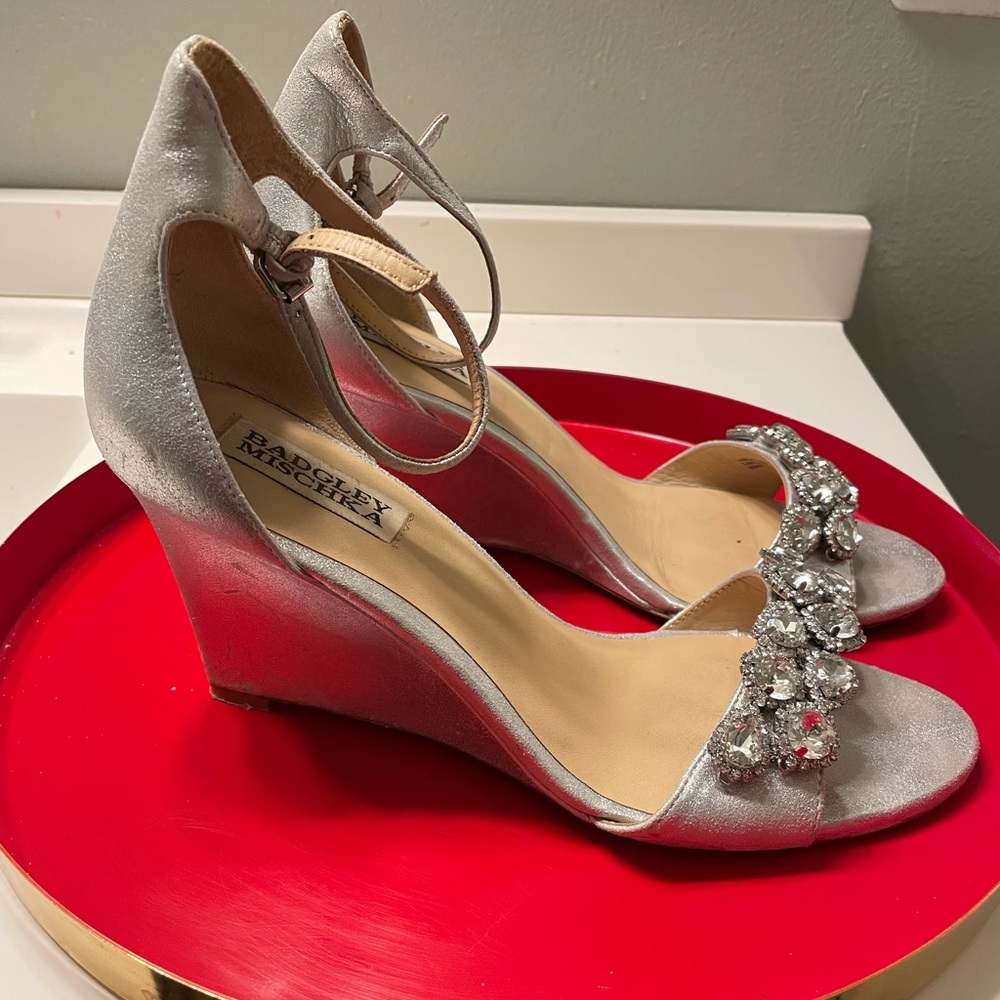 Badgley Mischka Silver Wedges